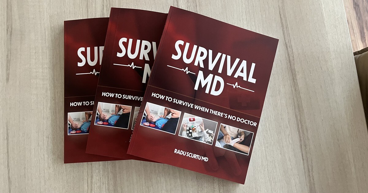Copies of the current full-color edition of Survival MD by Dr. Radu Scurtu